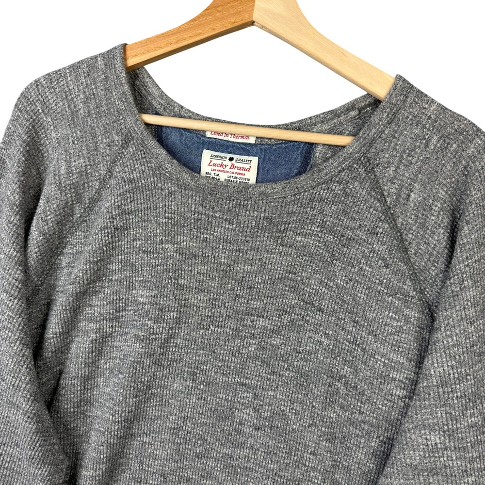 Lucky‎ Brand Lived In Thermal Raglan Pullover Heather Gray XXL Long Sleeve